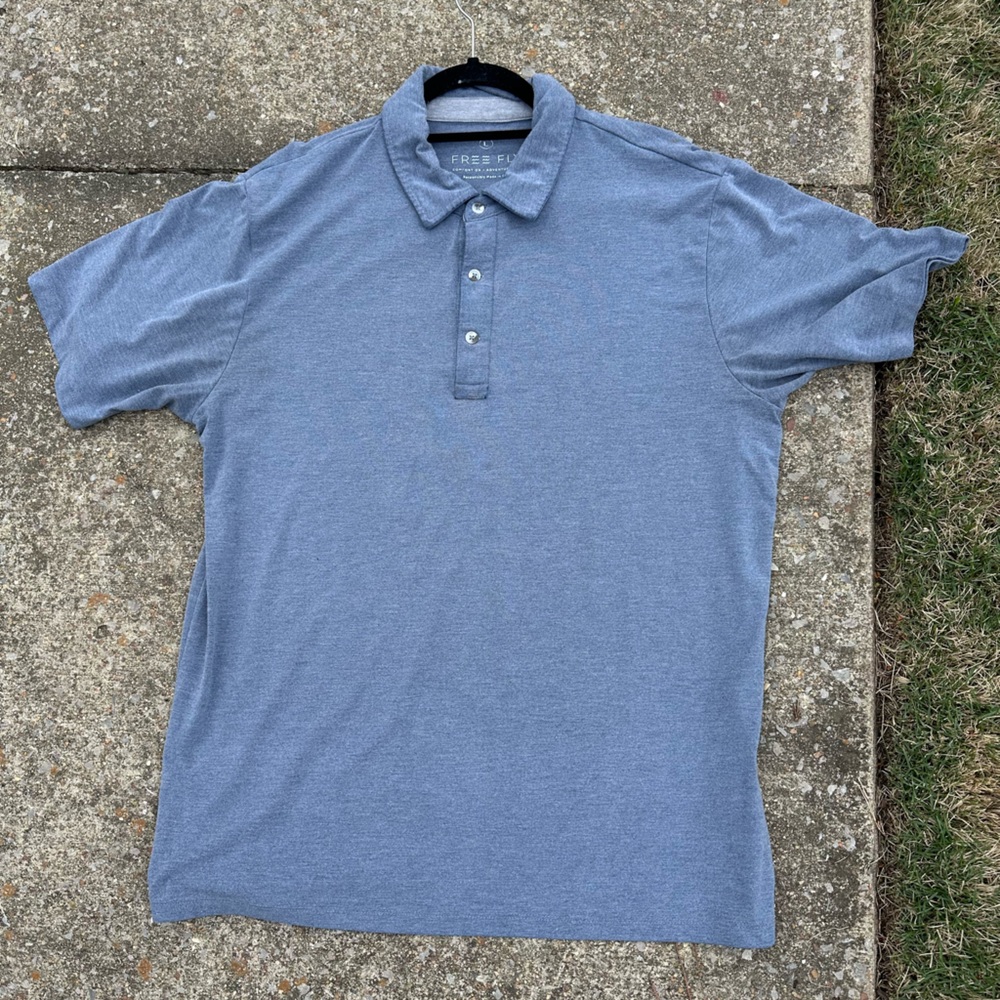 Free Fly Apparel Men's Heather Slate Blue Polo